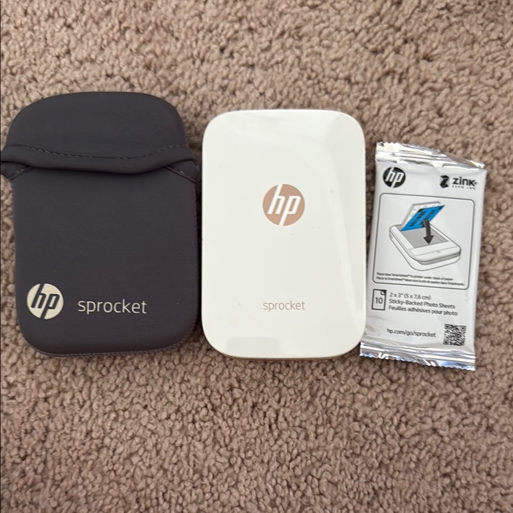 Muini HP Sprocket Photo Printer in White with Case